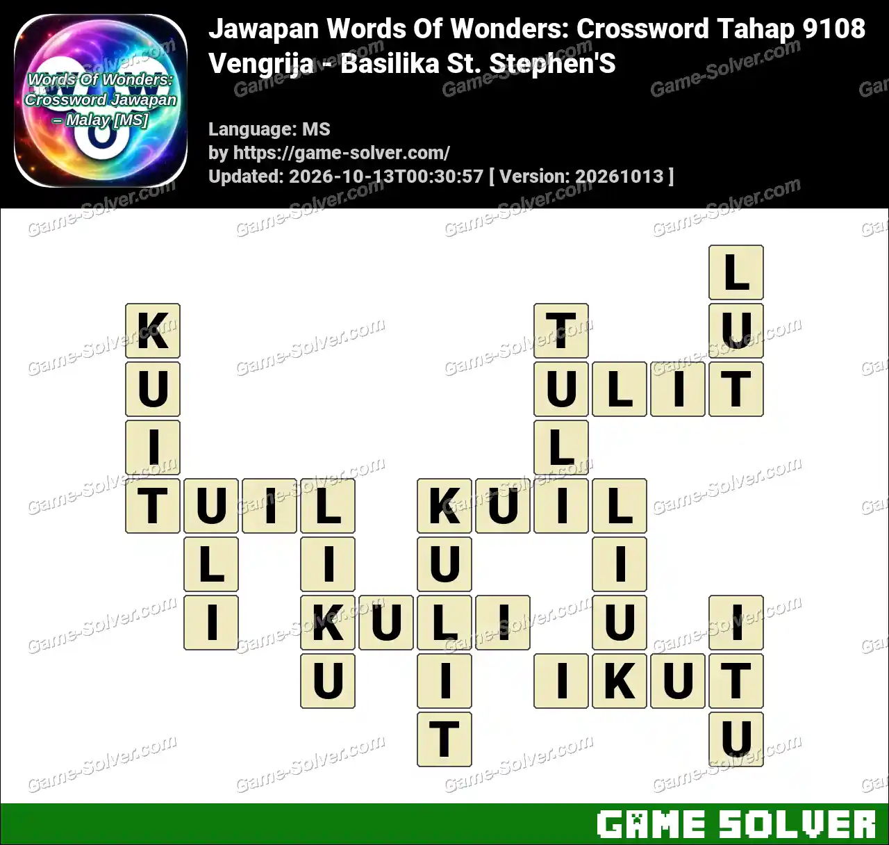 Jawapan Words Of Wonders: Crossword Tahap 9108 – Vengrija – Basilika St. Stephen’S